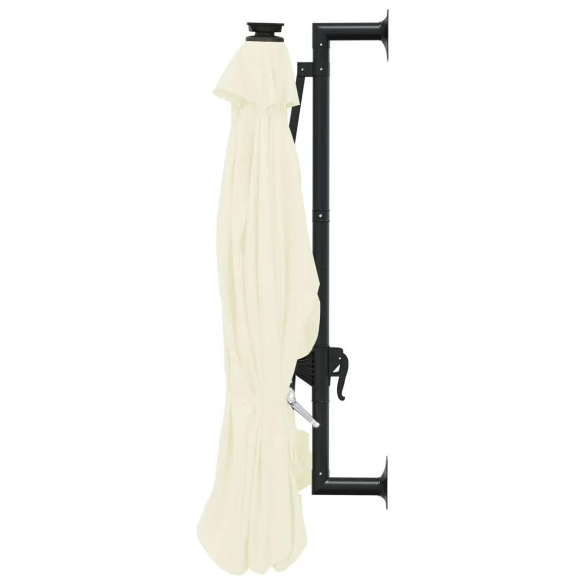 Wall Mounted Parasol with LEDs and Metal Pole Garden Folding Umbrella Sand 118.1 x 51.6 Inches G579061