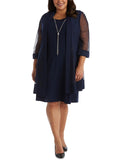 Sheer Knee-Length Shift Dress and Jacket Set B440