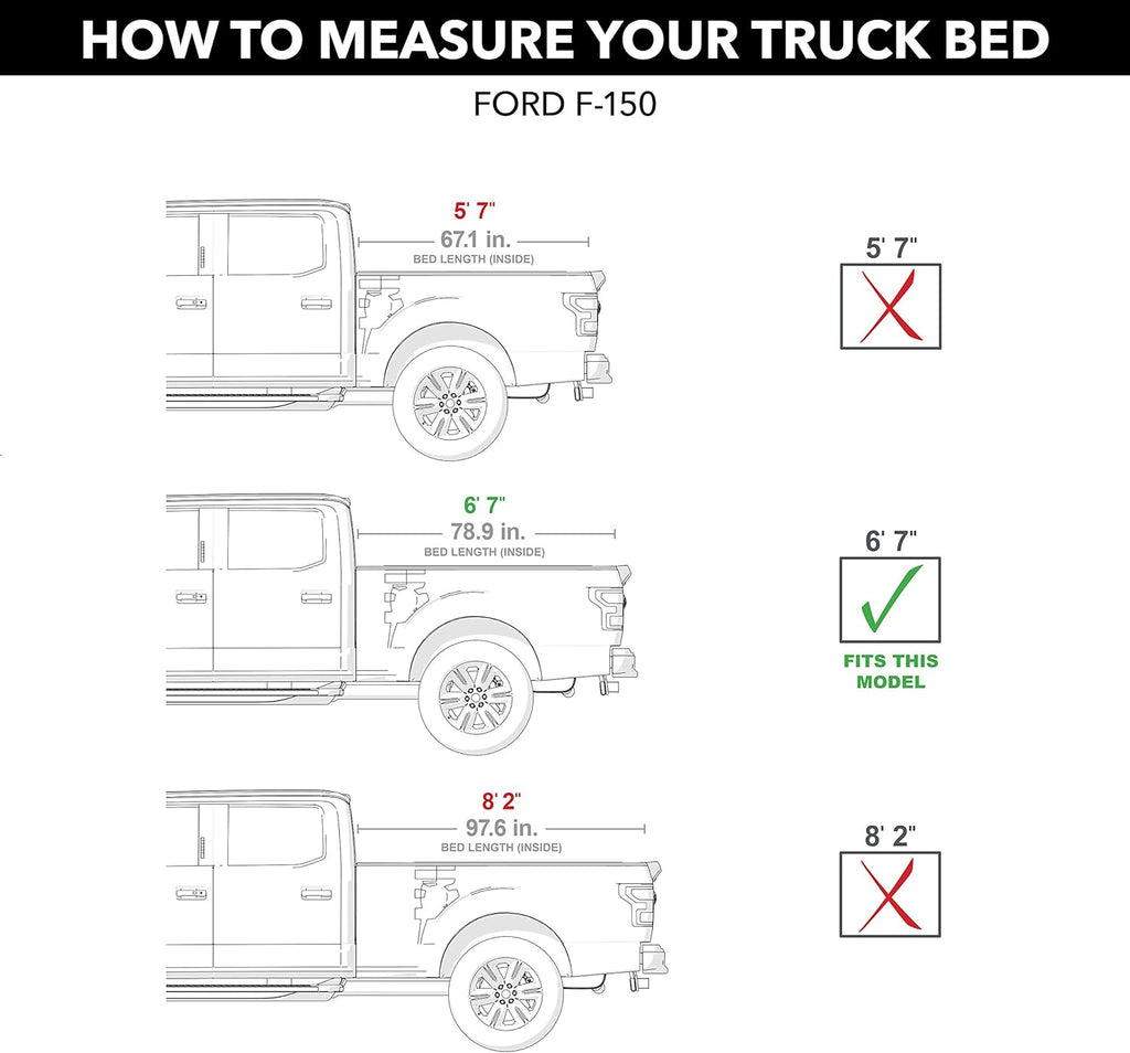Hard Tri-Fold Truck Bed Tonneau Cover for Ford F-150 6' 7" Bed N276