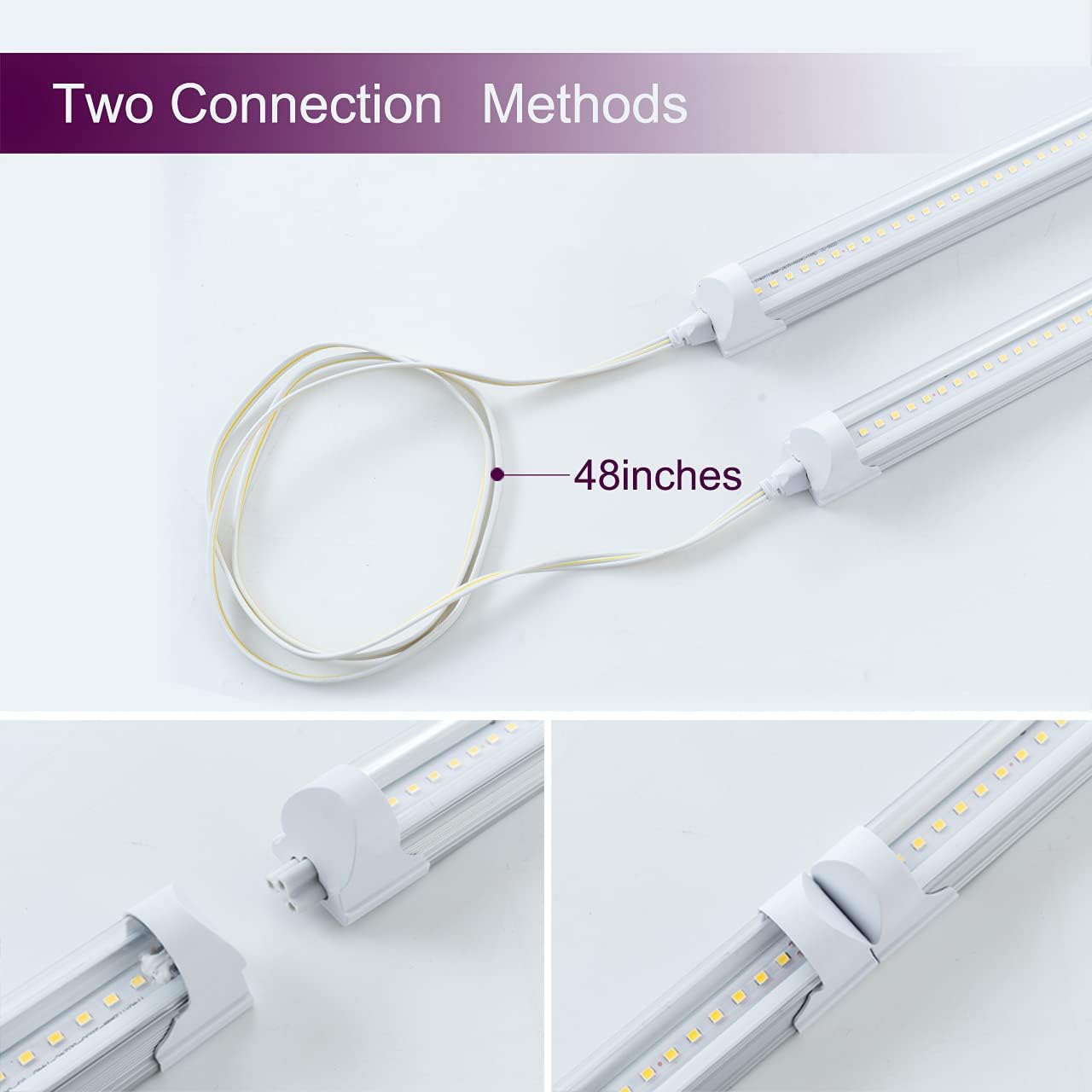 6 Pack 4FT 24W 6500K Cool White LED Shop Light with Plug Cable W698782