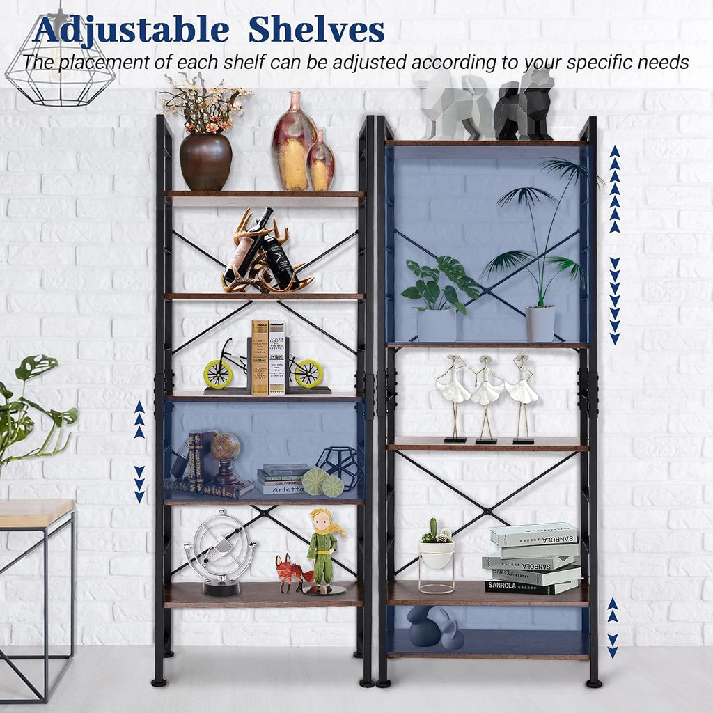 5 Tier Adjustable Metal and Wood Bookshelf W550