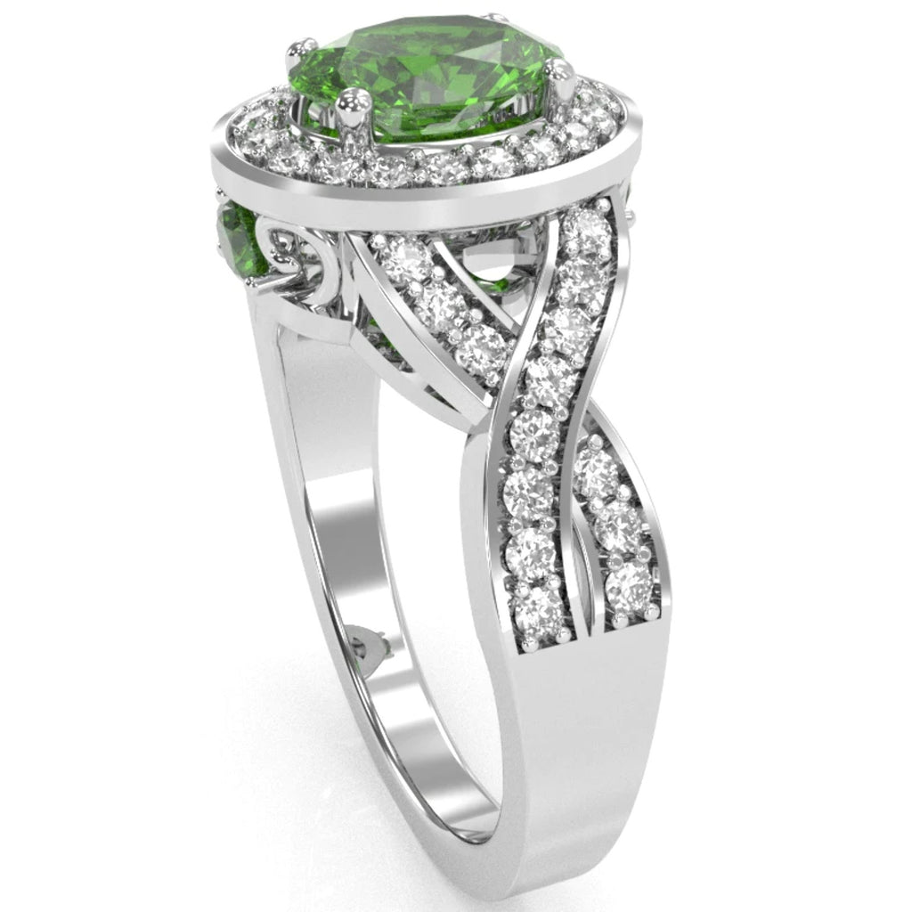14k White Gold Peridot Diamond Engagement Ring Z3256