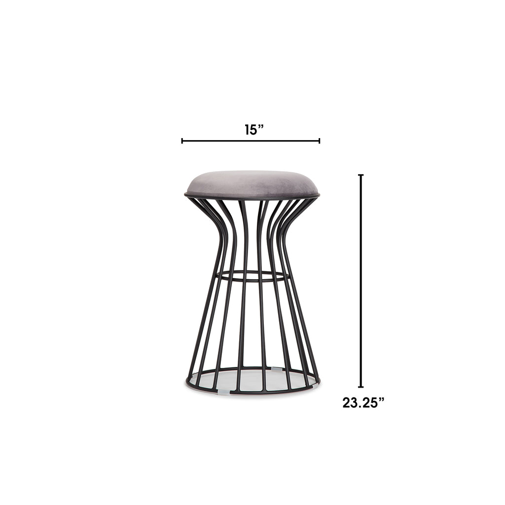Black and Gray Velvet Vanity Stool N227