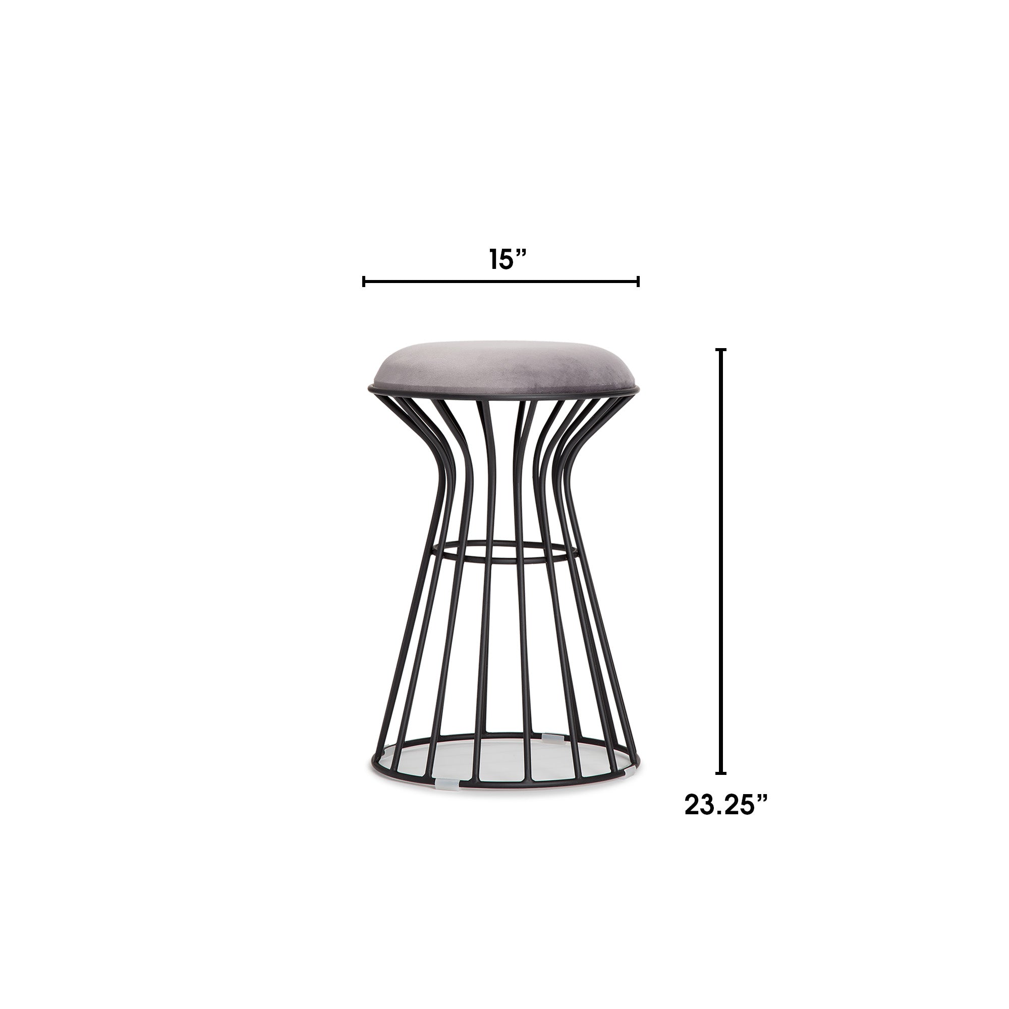 Black and Gray Velvet Vanity Stool N227