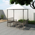 Gazebo Canopy with Table and Benches Set Steel Frame 8.2ft x 4.9ft x 7.9ft F898