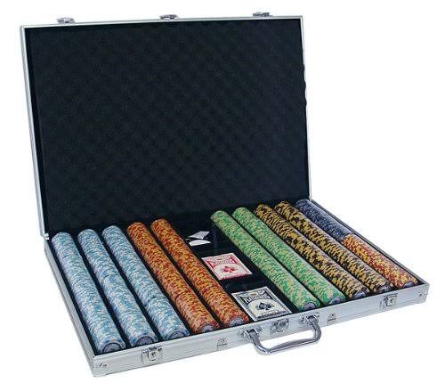 1,000ct. 14g Poker Chip Set in Aluminum Metal Carry Case S49617