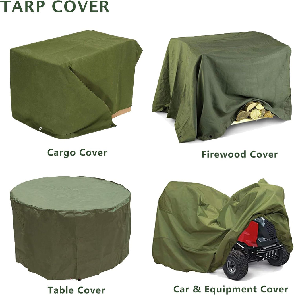 Green 6 x 8 Feet Waterproof Canvas Tarp with Rust Grommets U543554