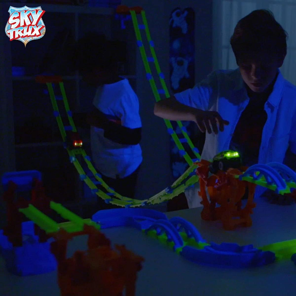 Glow in The Dark Race Car Track Playset, 45 Pcs with Lights L5782