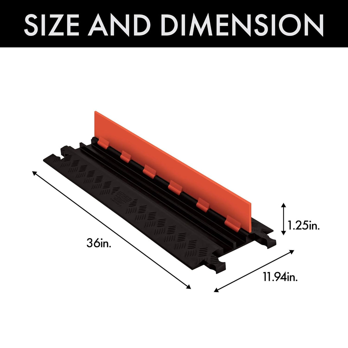 Orange Black Polyurethane 2 Channel Cable Protector with Standard Ramp E77241