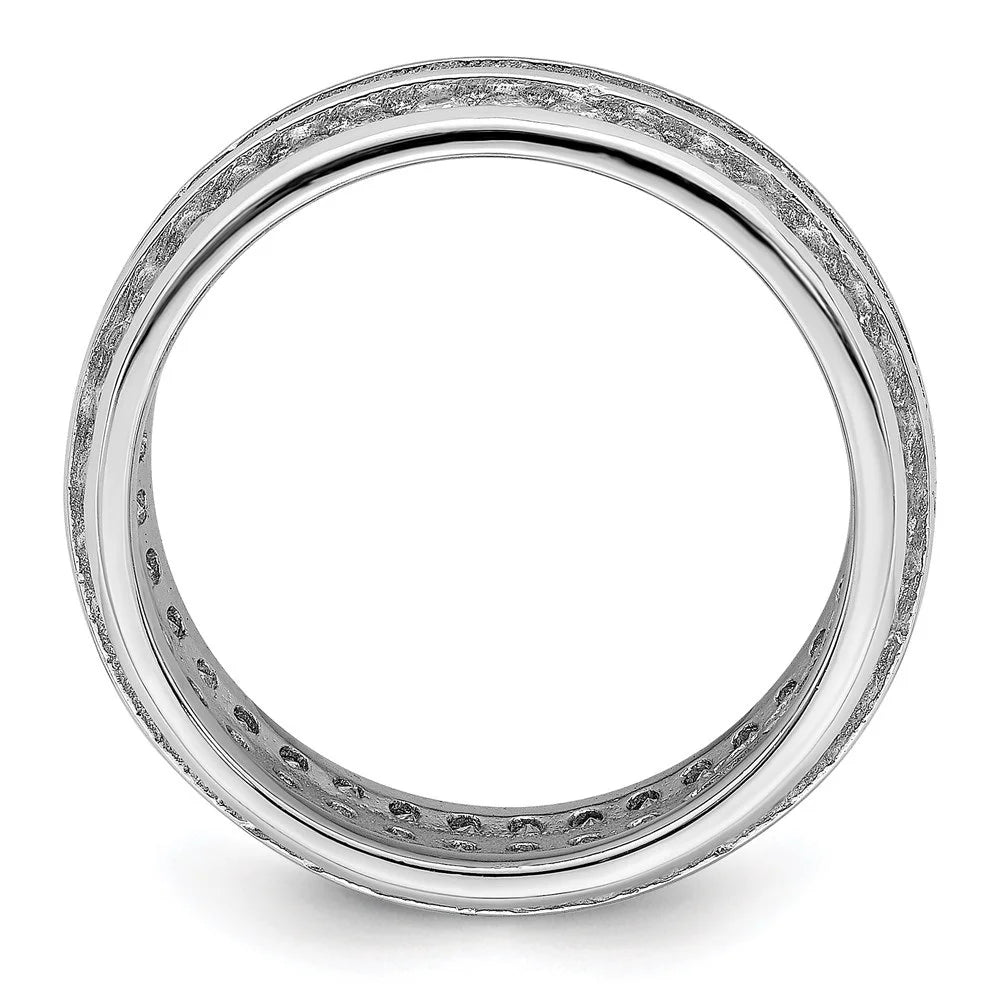 925 Sterling Silver Rhodium-plated 3-row CZ Eternity Ring M790