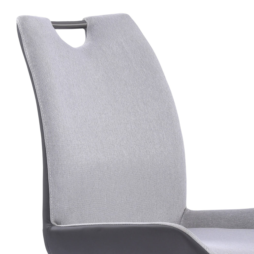 Grey Powder Coated Pewter Fabric Dining Chair Set of 2 N9388