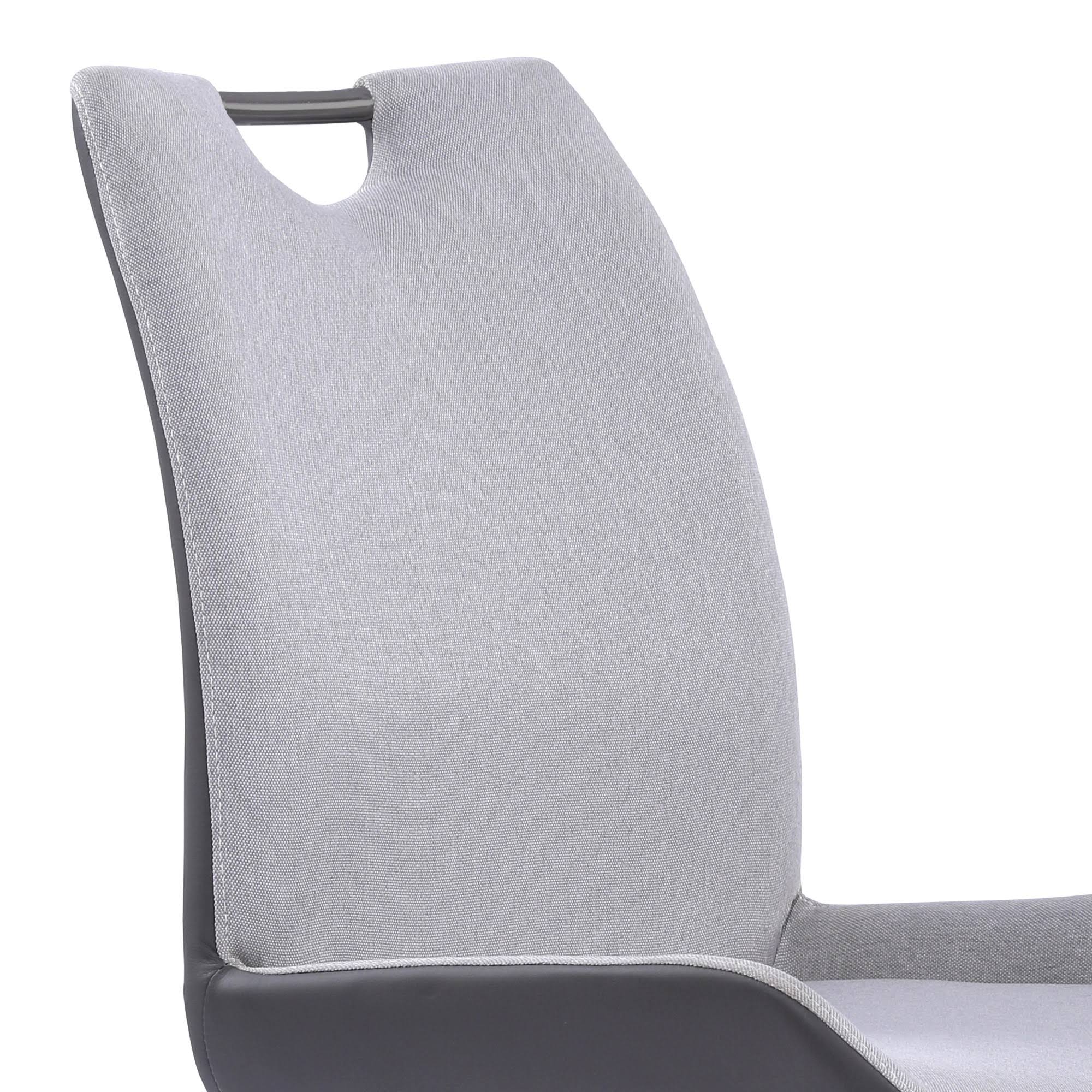 Grey Powder Coated Pewter Fabric Dining Chair Set of 2 N9388